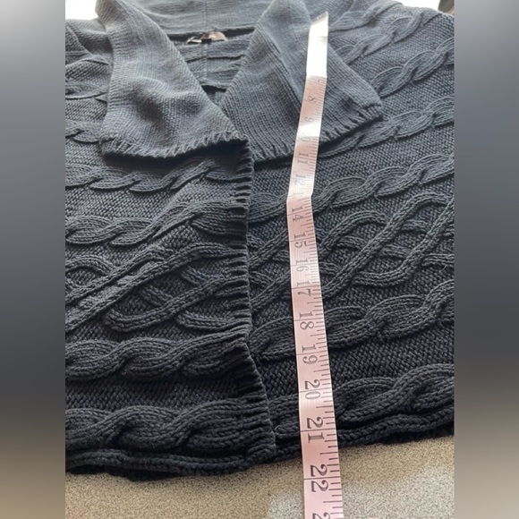 Vintage Cotton Ginny Black Cable Knit Open Sweater Size Large - Picture 8 of 9